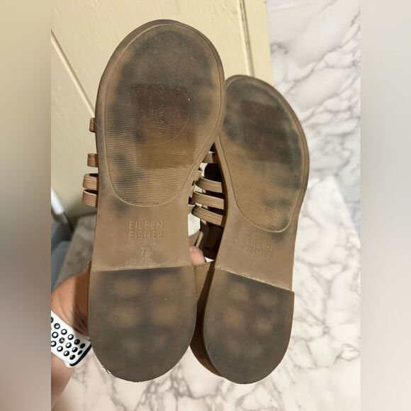 Eileen Fisher Tan Leather Strappy Rato Sandals Size 7.5 - Picture 5 of 7